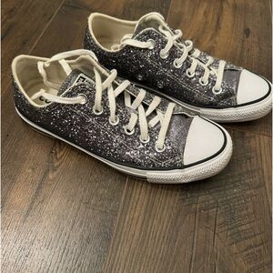Converse All Star silver metallic glitter sneakers 7.5 women’s shoes
